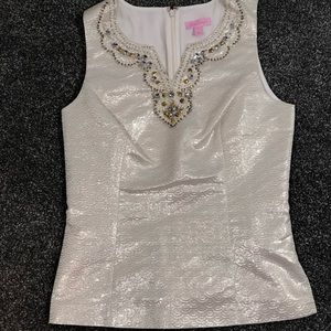Lilly Pulitzer Terrace Top sleeveless beaded sz 4